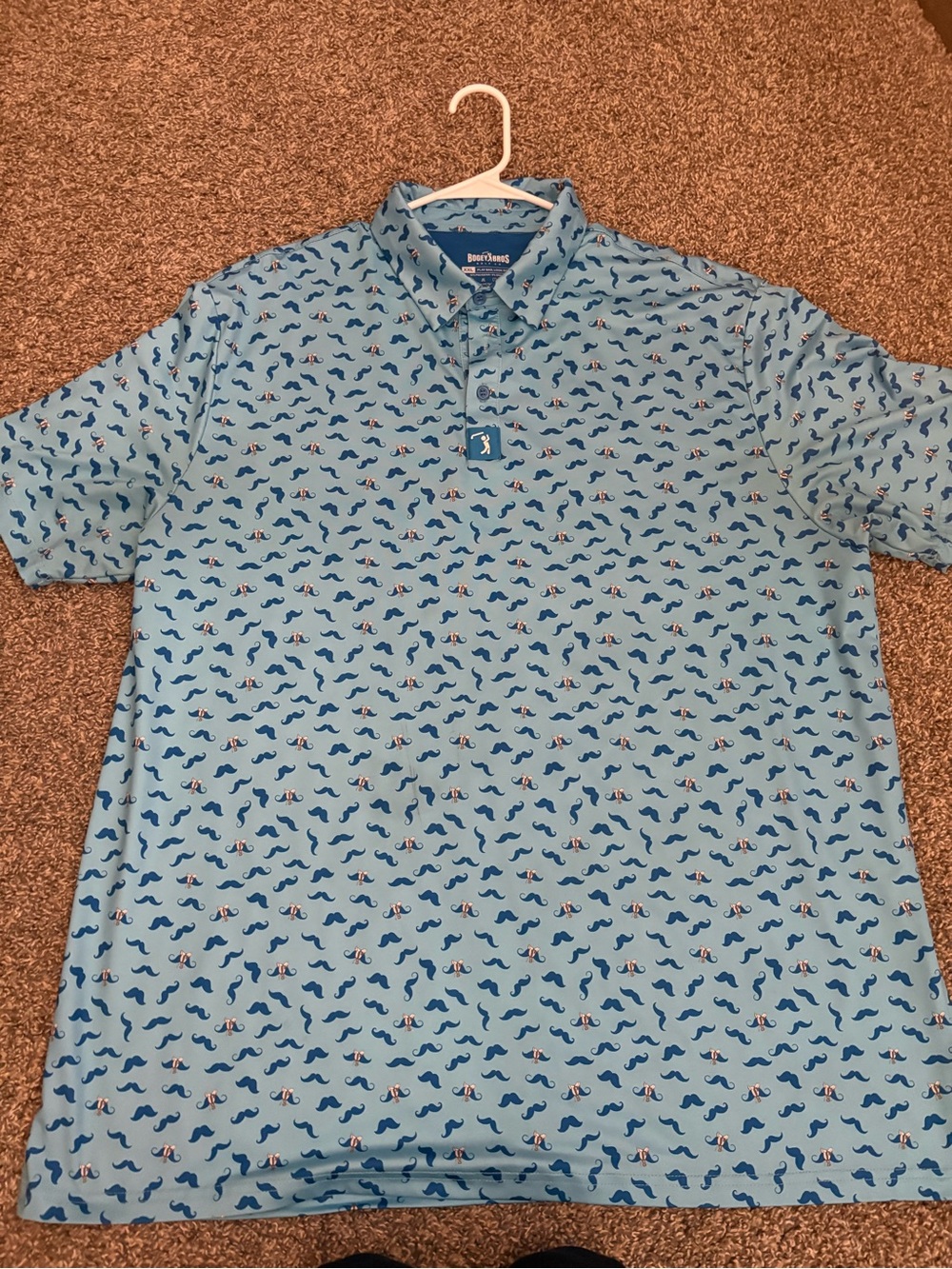 Light Blue Printed Polo with Navy Wave Motif - Peter Millar